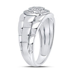 10kt White Gold Mens Round Diamond Circle Cluster Ring 1/5 Cttw