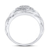 10kt White Gold Mens Round Diamond Circle Cluster Ring 1/5 Cttw