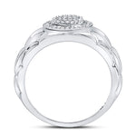 10kt White Gold Mens Round Diamond Circle Cluster Ring 1/5 Cttw