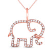 10kt Rose Gold Womens Round Diamond Elephant Animal Pendant 1/6 Cttw