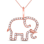 10kt Rose Gold Womens Round Diamond Elephant Animal Pendant 1/6 Cttw