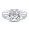 10kt White Gold Mens Round Diamond Circle Cluster Ring 1/10 Cttw