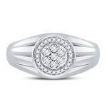 10kt White Gold Mens Round Diamond Circle Cluster Ring 1/10 Cttw