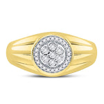 10kt Yellow Gold Mens Round Diamond Circle Cluster Ring 1/10 Cttw