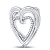 10kt White Gold Womens Round Diamond Heart Pendant 1/3 Cttw