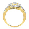 10kt Yellow Gold Womens Round Diamond Concentric Teardrop Cluster Ring 1/4 Cttw