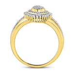 10kt Yellow Gold Womens Round Diamond Marquise-shape Cluster Ring 1/4 Cttw