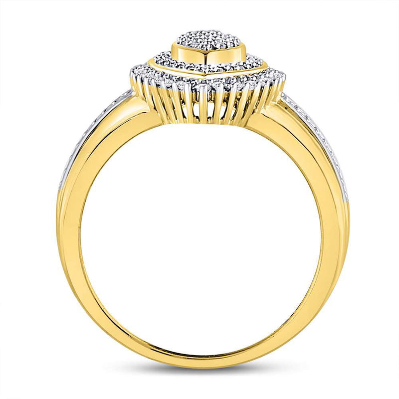 10kt Yellow Gold Womens Round Diamond Marquise-shape Cluster Ring 1/4 Cttw