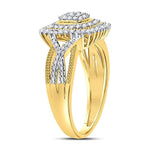 10kt Yellow Gold Womens Round Diamond Square Frame Cluster Ring 1/4 Cttw