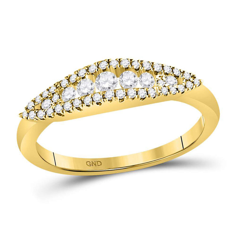 14kt Yellow Gold Womens Round Diamond Fashion Band Ring 3/8 Cttw