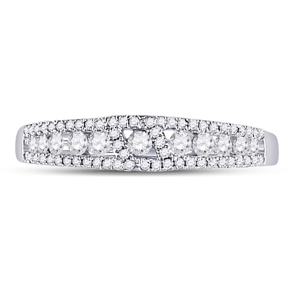 14kt White Gold Womens Round Diamond Anniversary Band Ring 1/2 Cttw