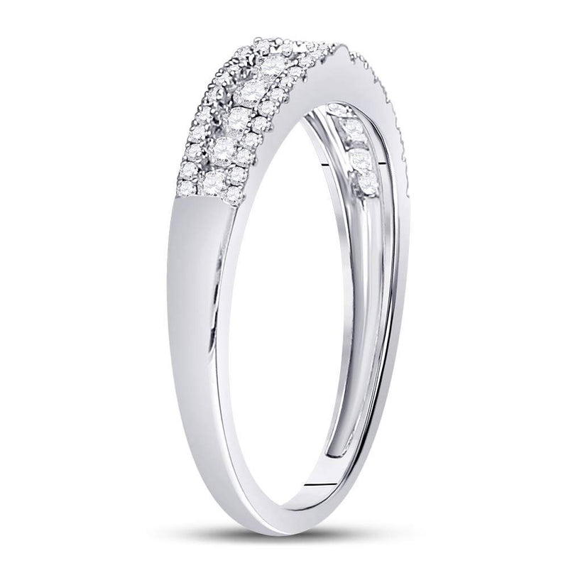 14kt White Gold Womens Round Diamond Anniversary Band Ring 1/2 Cttw