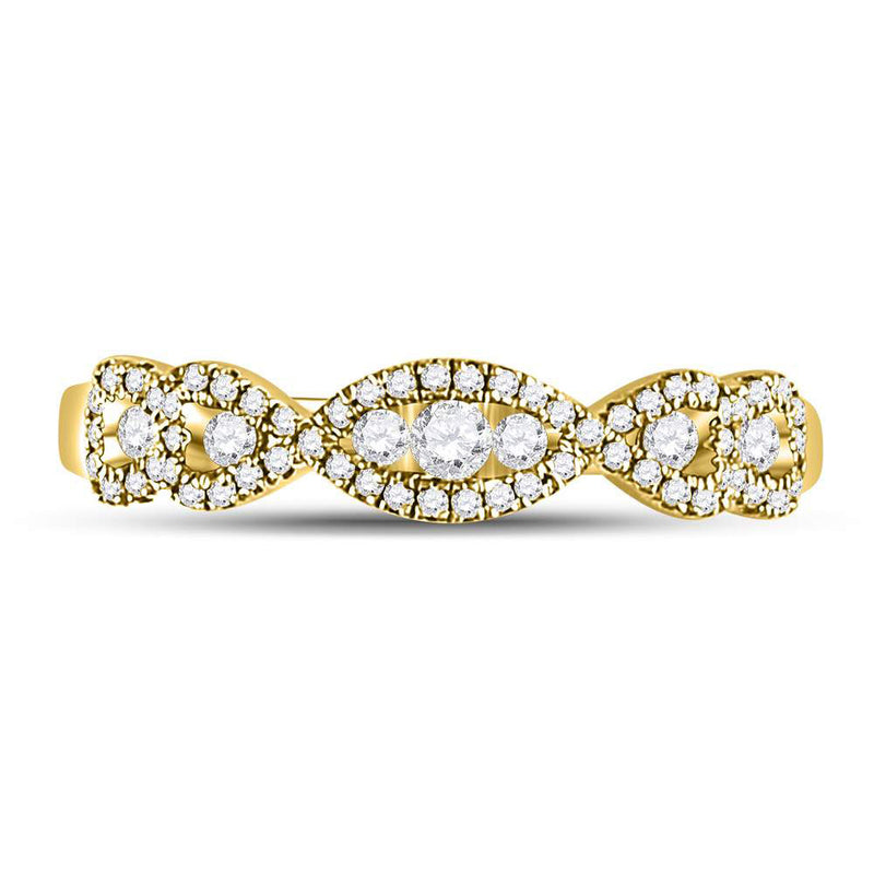 14kt Yellow Gold Womens Round Diamond 3-Stone Anniversary Band Ring 3/8 Cttw