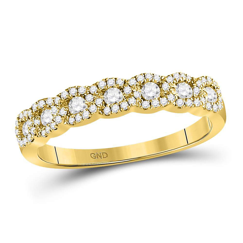 14kt Yellow Gold Womens Round Diamond Anniversary Band Ring 1/2 Cttw