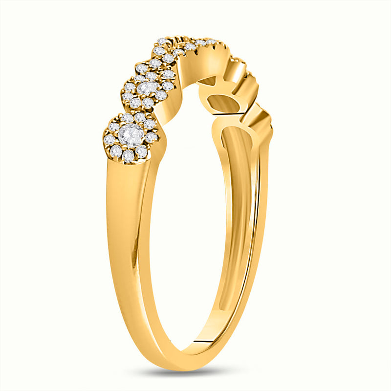 14kt Yellow Gold Womens Round Diamond 3-Stone Band Ring 1/3 Cttw