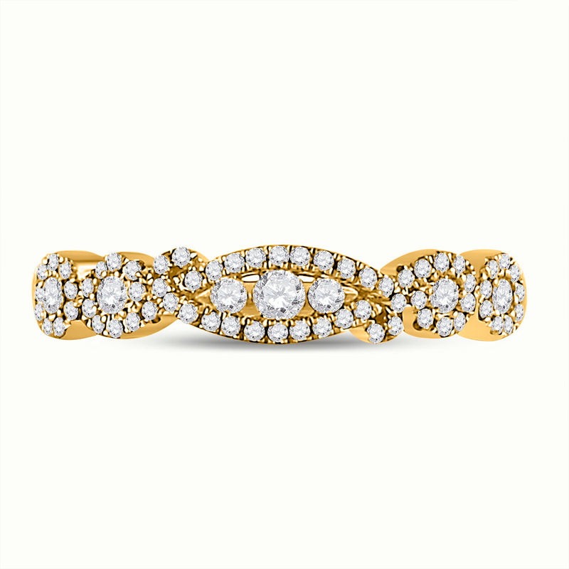 14kt Yellow Gold Womens Round Diamond 3-Stone Band Ring 1/3 Cttw