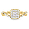 10kt Yellow Gold Womens Round Diamond Square Cluster Twist Ring 1/2 Cttw