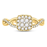 10kt Yellow Gold Womens Round Diamond Square Cluster Twist Ring 1/2 Cttw