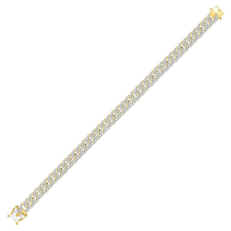 10kt Yellow Gold Mens Round Diamond Cuban Link Bracelet 1-7/8 Cttw