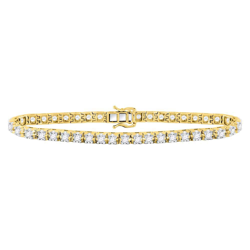 10kt Yellow Gold Womens Round Diamond Studded Tennis Bracelet 7 Cttw