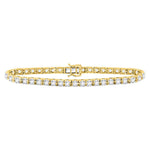 10kt Yellow Gold Womens Round Diamond Studded Tennis Bracelet 7 Cttw