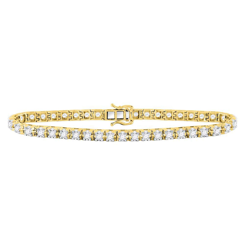 10kt Yellow Gold Womens Round Diamond Studded Tennis Bracelet 7 Cttw