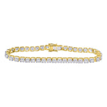 10kt Yellow Gold Mens Round Diamond Cluster Fashion Bracelet 3 Cttw