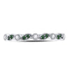 10kt White Gold Womens Round Emerald Diamond Milgrain Stackable Band Ring 1/10 Cttw