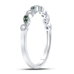 10kt White Gold Womens Round Emerald Diamond Milgrain Stackable Band Ring 1/10 Cttw