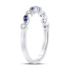 10kt White Gold Womens Round Blue Sapphire Diamond Stackable Band Ring 1/10 Cttw