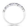 10kt White Gold Womens Round Blue Sapphire Diamond Stackable Band Ring 1/10 Cttw