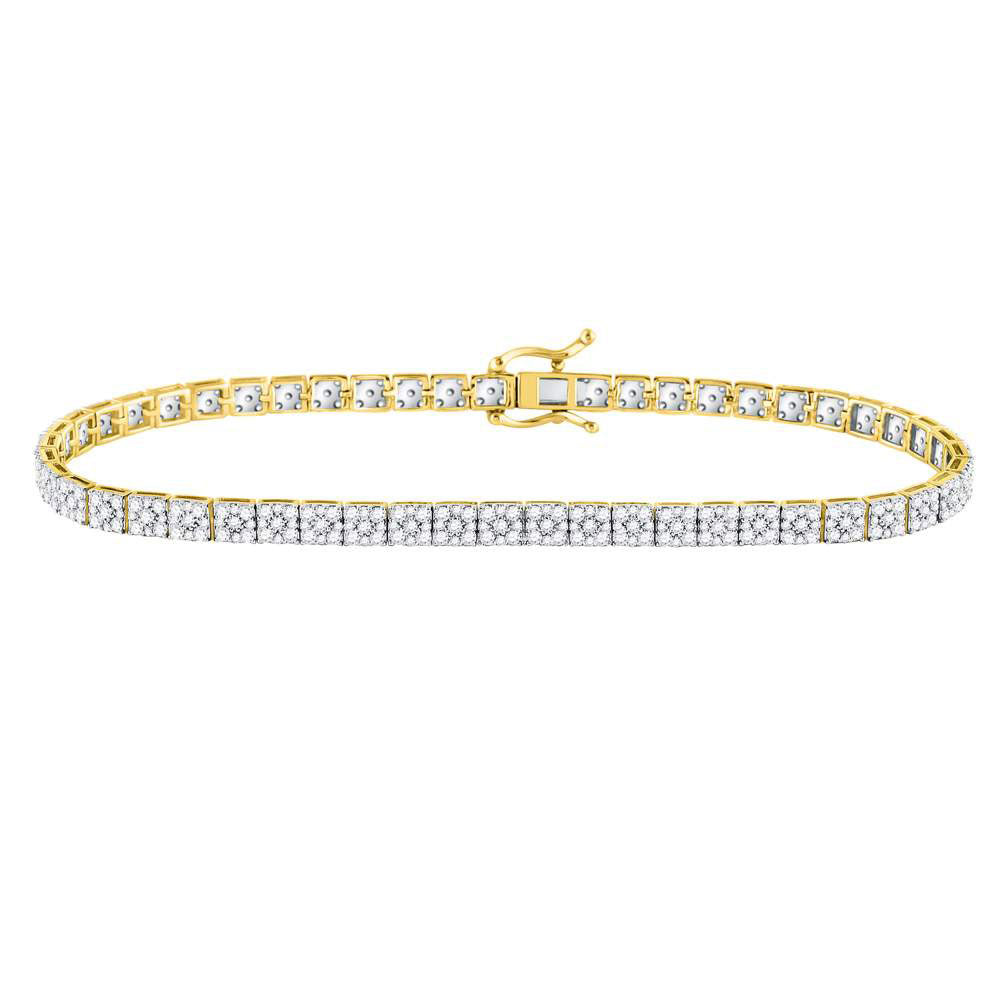 10kt Yellow Gold Mens Round Diamond Studded Link Bracelet 4-5/8 Cttw