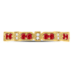 10kt Yellow Gold Womens Round Ruby Diamond Stackable Band Ring 1/4 Cttw