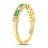 10kt Yellow Gold Womens Round Emerald Stackable Band Ring 1/4 Cttw