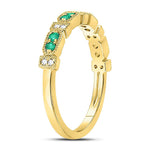 10kt Yellow Gold Womens Round Emerald Stackable Band Ring 1/4 Cttw