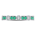 10kt White Gold Womens Round Emerald Diamond Stackable Band Ring 1/4 Cttw