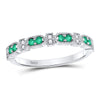 10kt White Gold Womens Round Emerald Diamond Stackable Band Ring 1/4 Cttw