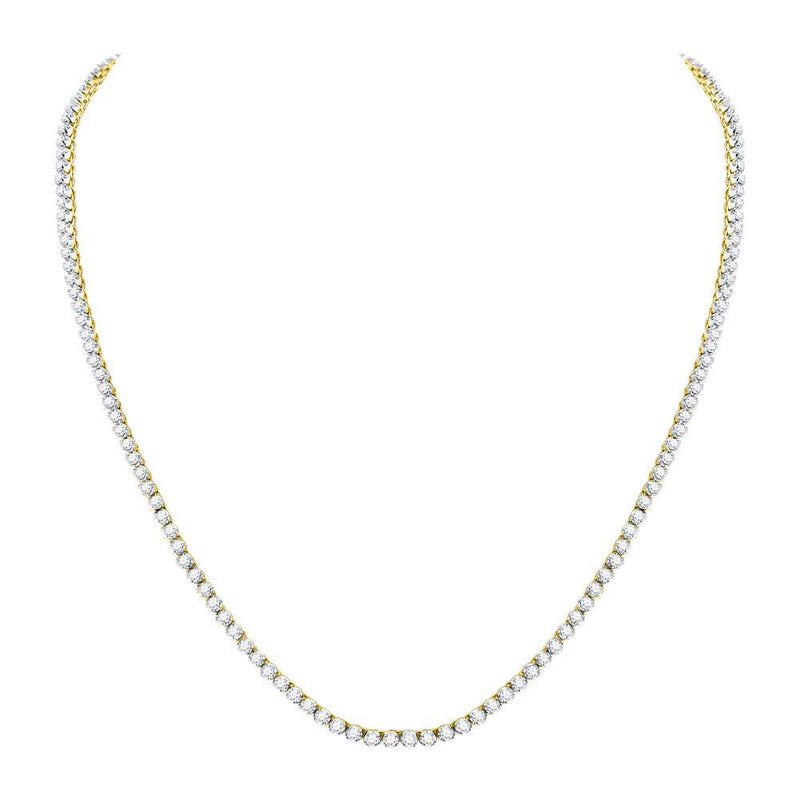 10kt Yellow Gold Mens Round Diamond Studded 22" Tennis Chain Necklace 10-1/2 Cttw