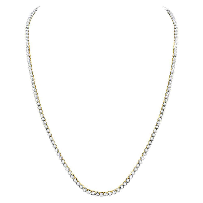 10kt Yellow Gold Mens Round Diamond Studded 30" Tennis Chain Necklace 13-3/8 Cttw