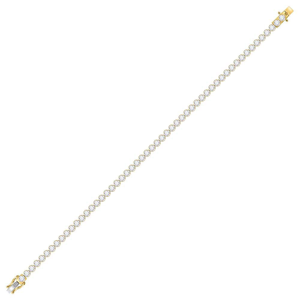 10kt Yellow Gold Mens Round Diamond Studded Tennis Bracelet 8 Cttw