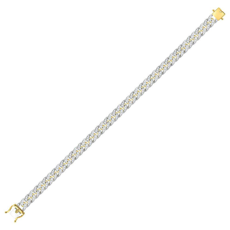 10kt Yellow Gold Mens Round Diamond Cuban Link Choker Bracelet 2-5/8 Cttw