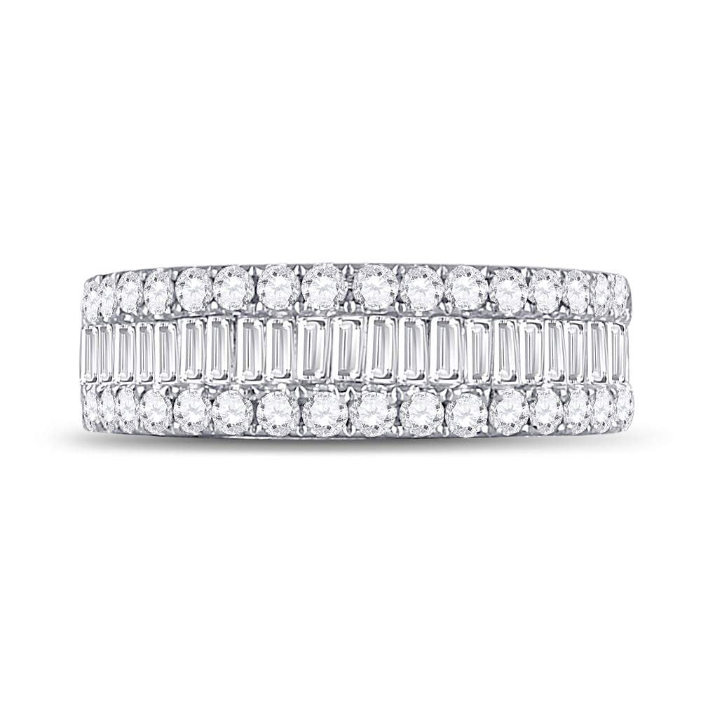 14kt White Gold Womens Baguette Diamond Anniversary Band Ring 1-1/2 Cttw