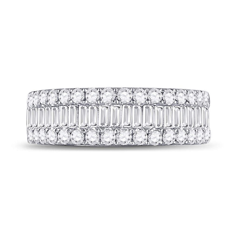 14kt White Gold Womens Baguette Diamond Anniversary Band Ring 1-1/2 Cttw