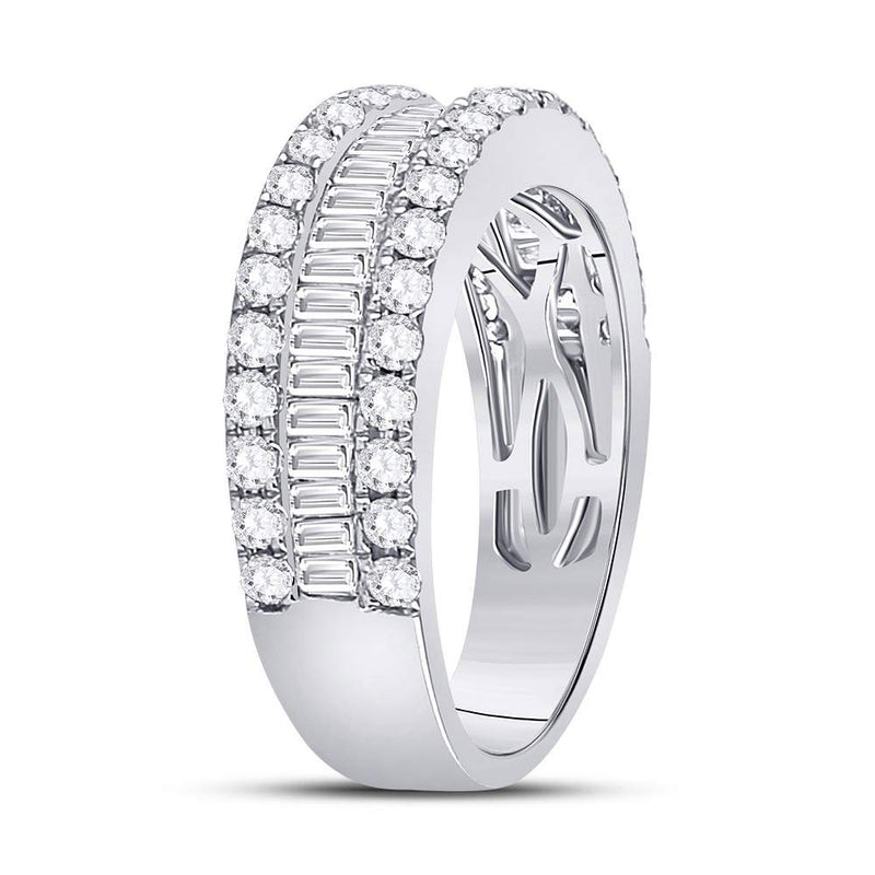 14kt White Gold Womens Baguette Diamond Anniversary Band Ring 1-1/2 Cttw