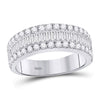 14kt White Gold Womens Baguette Diamond Anniversary Band Ring 1-1/2 Cttw