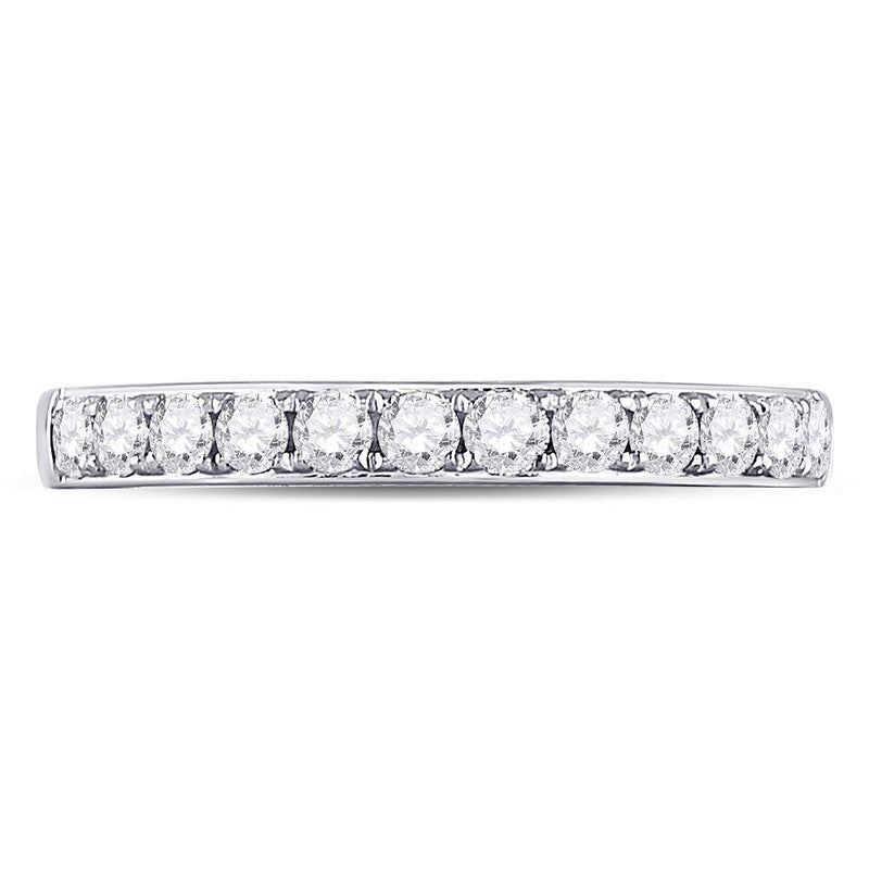 10kt White Gold Womens Round Diamond Single Row Fashion Band Ring 1/2 Cttw