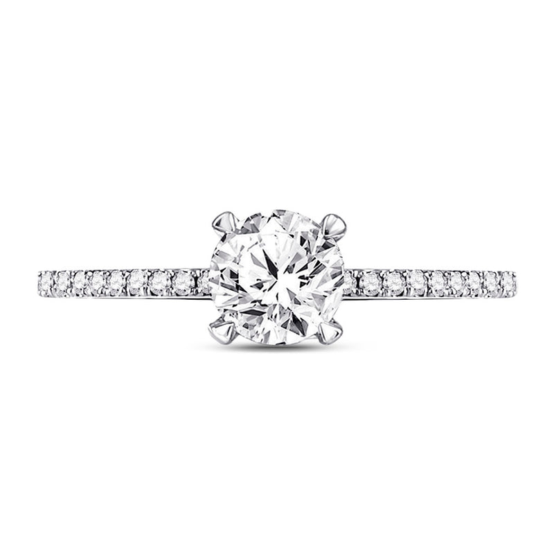 14kt White Gold Round Diamond Solitaire Bridal Wedding Engagement Ring 1 Cttw