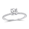 14kt White Gold Round Diamond Solitaire Bridal Wedding Engagement Ring 1 Cttw