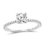 14kt White Gold Round Diamond Solitaire Bridal Wedding Engagement Ring 1 Cttw