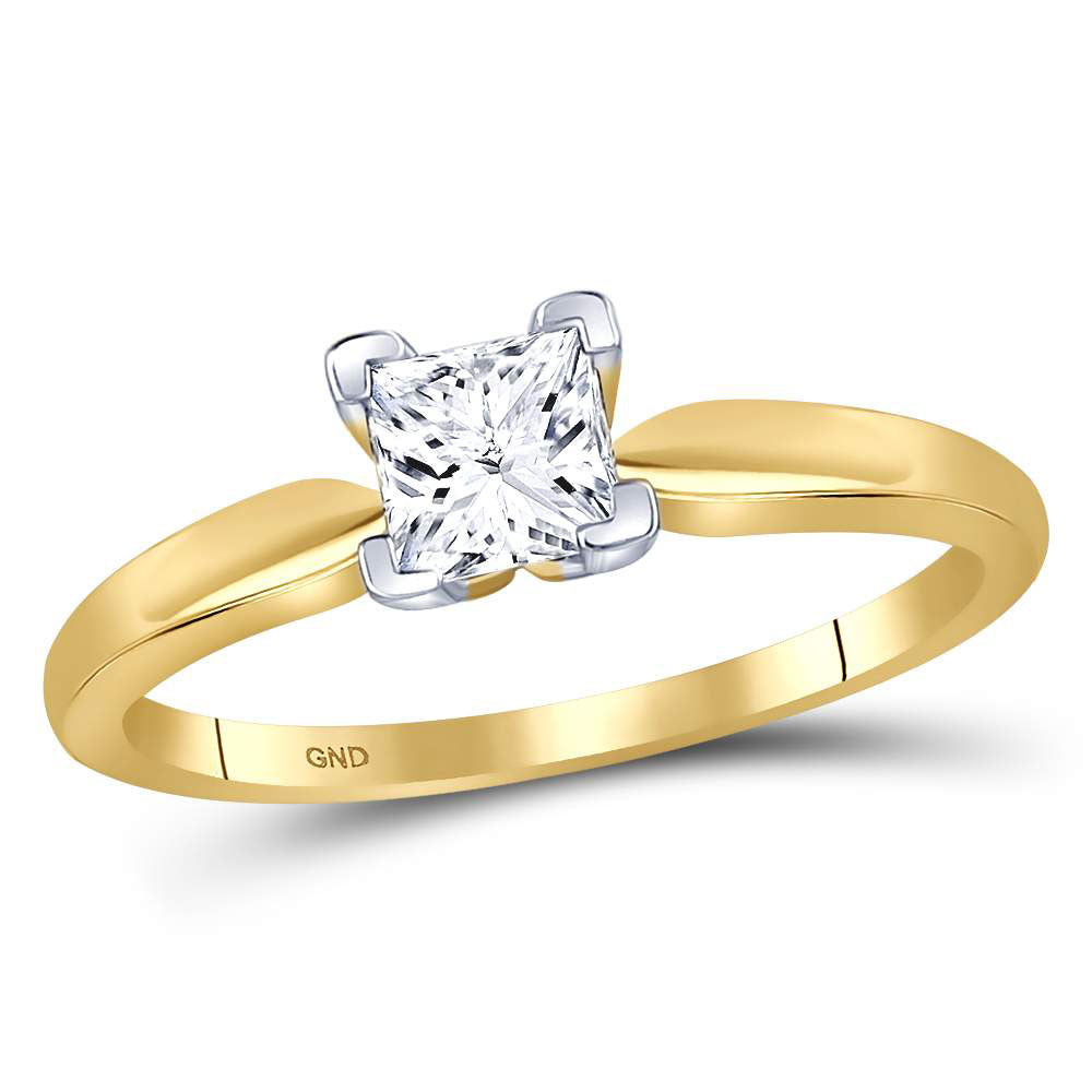 14kt Yellow Gold Womens Princess Diamond Solitaire Bridal Wedding Engagement Ring 3/4 Cttw